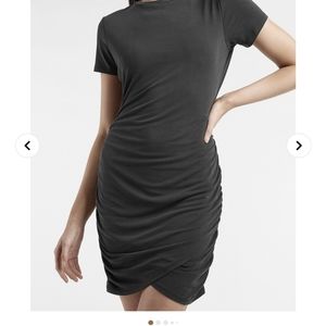 NWT Express Silky Sueded Jersey Ruched T-Shirt Dress